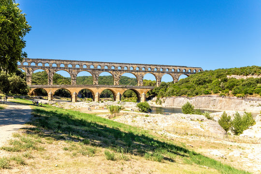 Pont du Gard, France. Antique aqueduct, I century AD. Included in the list of UNESCO