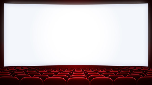 cinema screen with red seats backgound (aspect ratio 16:9)