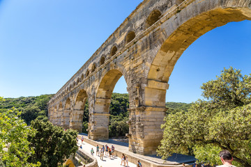Roman Aqueduct Pont du Gard, France. Aqueduct is included in the UNESCO World Heritage List