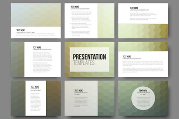 Set of 9 templates for presentation slides. Geometric blurred