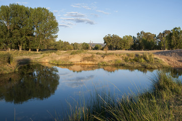 The Bullaque River at its pass through Porzuna, La Mancha, Ciudad Real, Spain