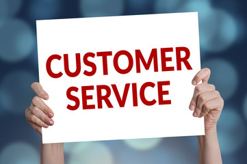 Customer Service card with bokeh background