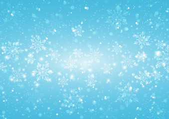 Abstract Light Blue Background with Snowflakes