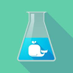 Long shadow chemical test tube flask with a whale