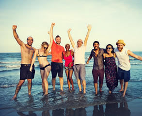 Obraz premium Friends Freedom Summer Beach Vacations Concept