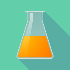 Long shadow orange chemical test tube flask
