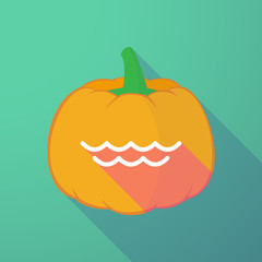 long shadow halloween pumpkin with a water sign