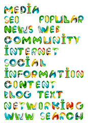 Fototapeta premium Social media in the internet - words, tags