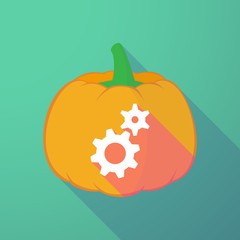 long shadow halloween pumpkin with two gears