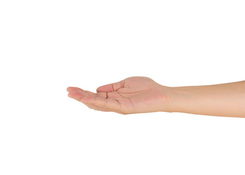 empty male teen hand isolated on white background.