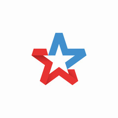 America Star Red Blue National initial M Logo Icon