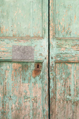 closeup of an ancient wooden door