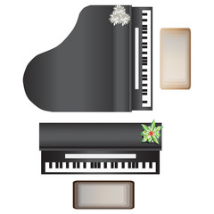 Piano top view for interior, vector illustration