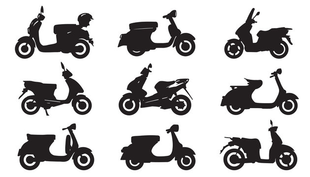 Fototapeta moped silhouettes