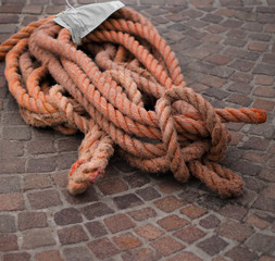 orange aged marine rope