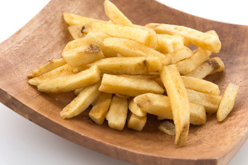 french fries on wood plate