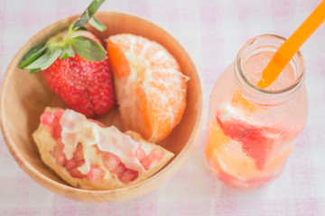 Infused water bottle of mix fruit refreshing drink