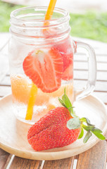 Infused water mug of mix fruit refreshing drink