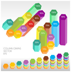 set of colorful columns icons