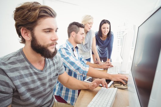 Business team working at computer
