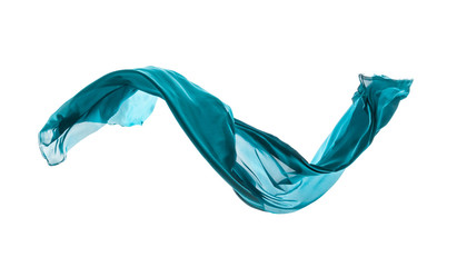 Isolated shot of blue silk, isolated on white background