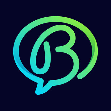 B letter with speech bubble line logo.