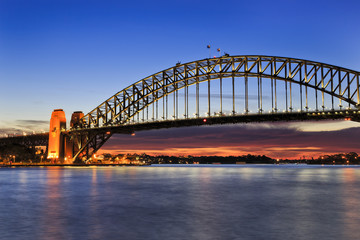 Fototapeta na wymiar Sydney bridge Kiribilli Red Set