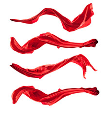 Isolated shots of red satin, isolated on white background