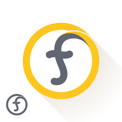 F letter with round line logo.