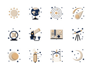 Flat style astronomy vector icons © yershovoleksandr