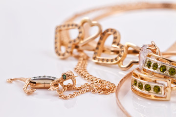 Gold earrings and pendant in shape of  Salamander