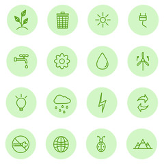 Ecology, eco, Nature,Energy Green line icons,vector