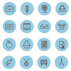 Set School and Education line vector Icons