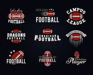 American football team, college badges, logos, labels, insignias