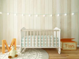 baby room, nursery, boy room, 3d render