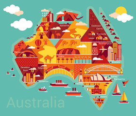 Cartoon map of Australia - 92841139