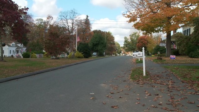 Mailbox and street in residential neighborhood