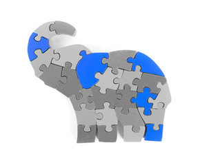 Colorful puzzle pieces in elephant shape
