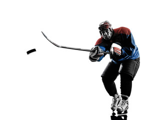 Fototapeta na wymiar Ice hockey man player silhouette