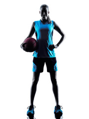 Fototapeta na wymiar woman basketball player silhouette