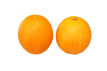 Two oranges. Isolated on white.