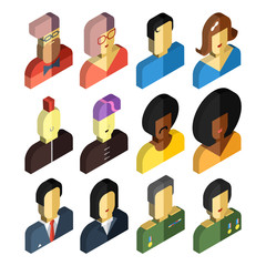 Set of isometric vector characters. Avatar flat design icons.