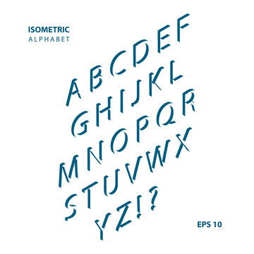 Isometric font alphabet. Vector illustration.