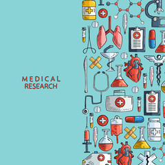 Medical research. Hand drawn health care and medicine background. Vector illustration.