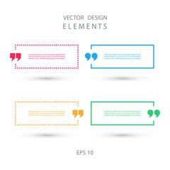 Set of color square quote text bubbles. Vector illustration.