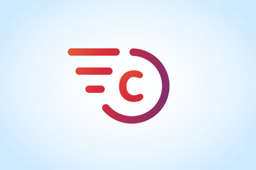 Fast line vector letter C logo monogram