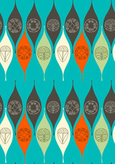 Abstract seamless pattern. Modern style motif. Linear floral 