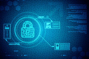 Security concept: Lock on digital screen, contrast, 3d render