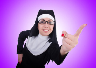 Funny nun isolated on the white