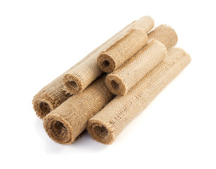 burlap hessian sacking isolated on white